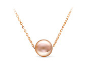 Цепочка из красного золота с розовой морской жемчужиной 9,5-10 мм. Длина 40 см