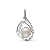 Кулон из серебра с белой речной жемчужиной 8,5-9 мм