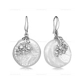 Серьги из серебра с белым барочным жемчугом 14 мм