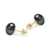 Пусеты из серебра 925 пробы с черными речными жемчужинами 10,5-11 мм