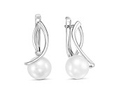 Серьги из белого золота с белыми речными жемчужинами 8,5-9 мм