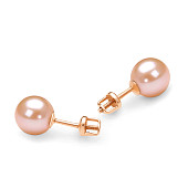 Пусеты из серебра 925 пробы с розовыми речными жемчужинами 8,5-9 мм