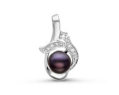 Кулон из серебра с черной речной жемчужиной 7-7,5 мм