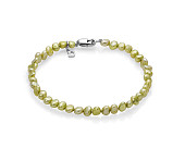 Браслет из фисташковых барочных мини-жемчужин класса ААА. Жемчужины 5-6 мм