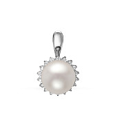 Кулон из серебра с белой речной жемчужиной 9,5-10 мм