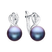 Серьги из серебра с черными речными жемчужинами 8,5-9 мм