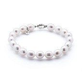 Браслет из белого рисообразного речного жемчуга. Жемчужины 6,5-7 мм