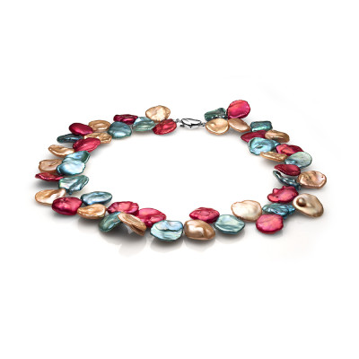 Ожерелье "микс" из цветного барочного речного жемчуга. Жемчужины 11-12 мм