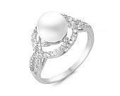 Кольцо из серебра с белой речной жемчужиной 7,5-8,5 мм