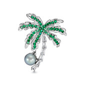 Брошь-кулон из сплава с серебристой речной жемчужиной 8,5-9 мм